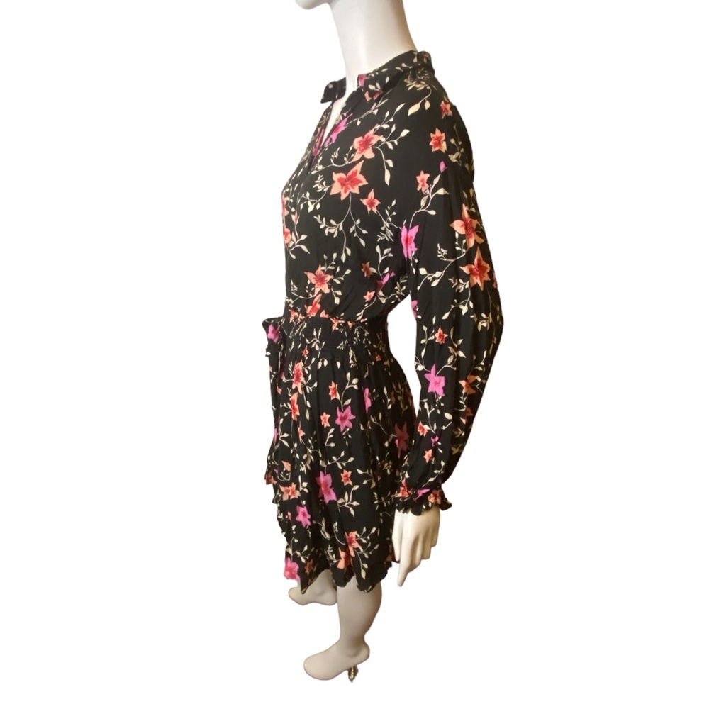 NWT Free People XS Lighten Up Floral Mini Dress Black Pink - Picture 7 of 13